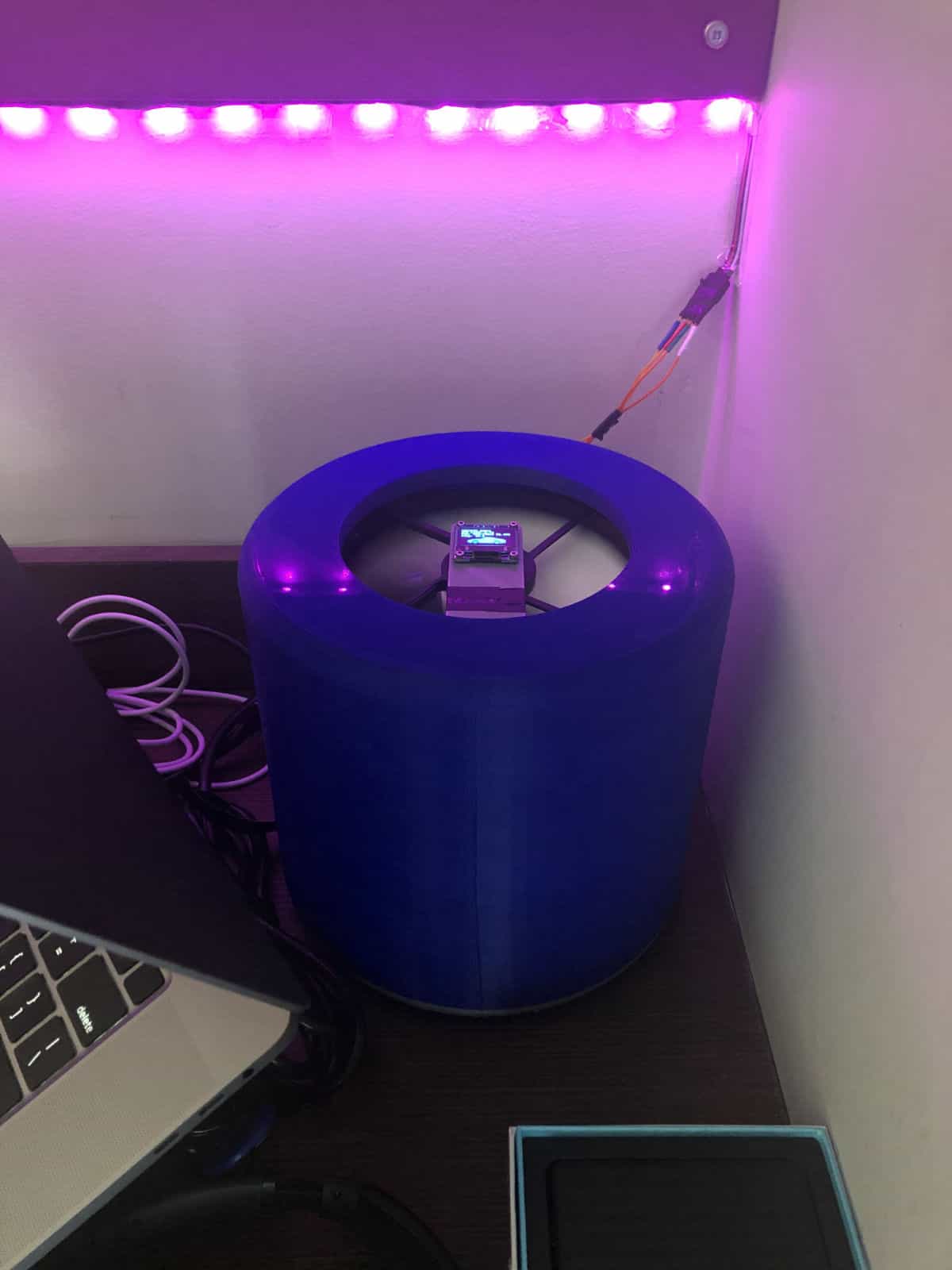 PiServer on my desk and powering an RGB LED light strip