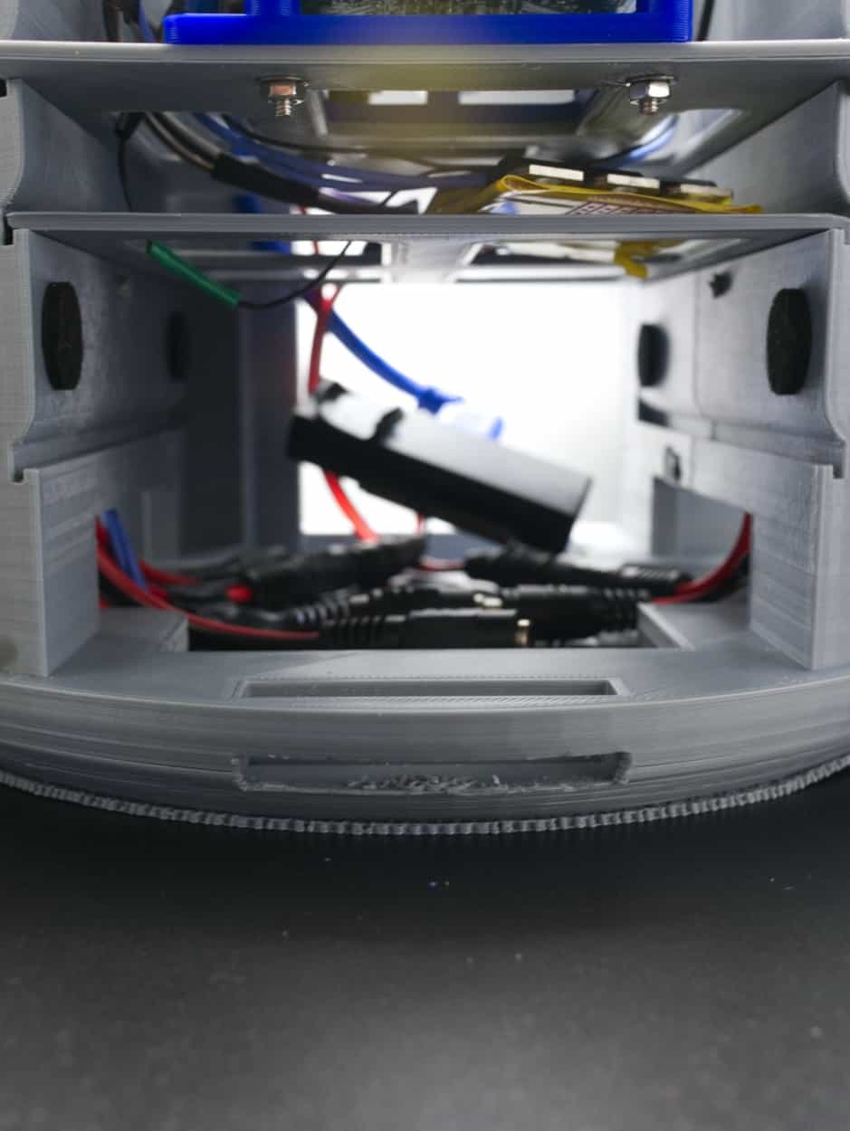 Rear view showing the inside amd cabling in PiServer