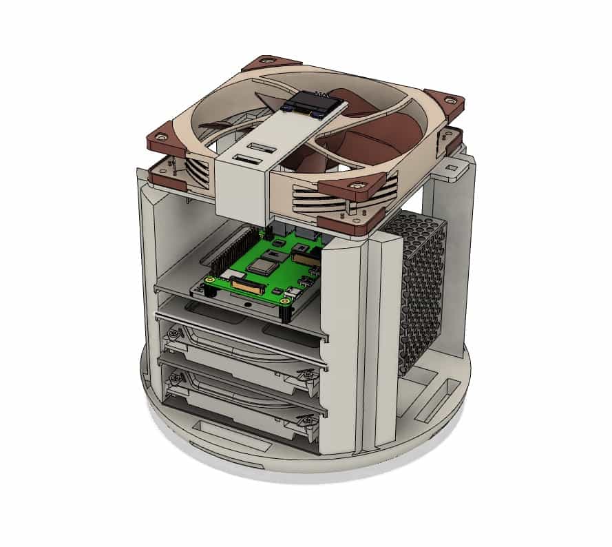 Built Piserver without casing. Space available for two 3.5 inch HDDs