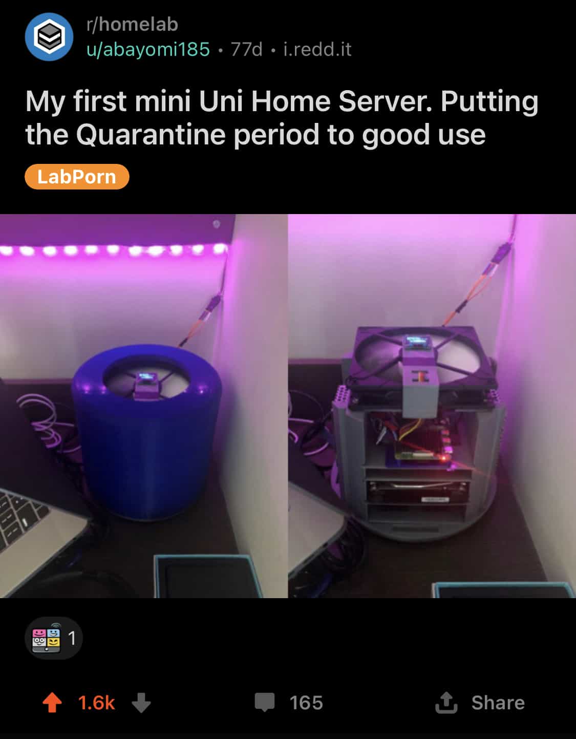 PiServer post on r/homelab subreddit