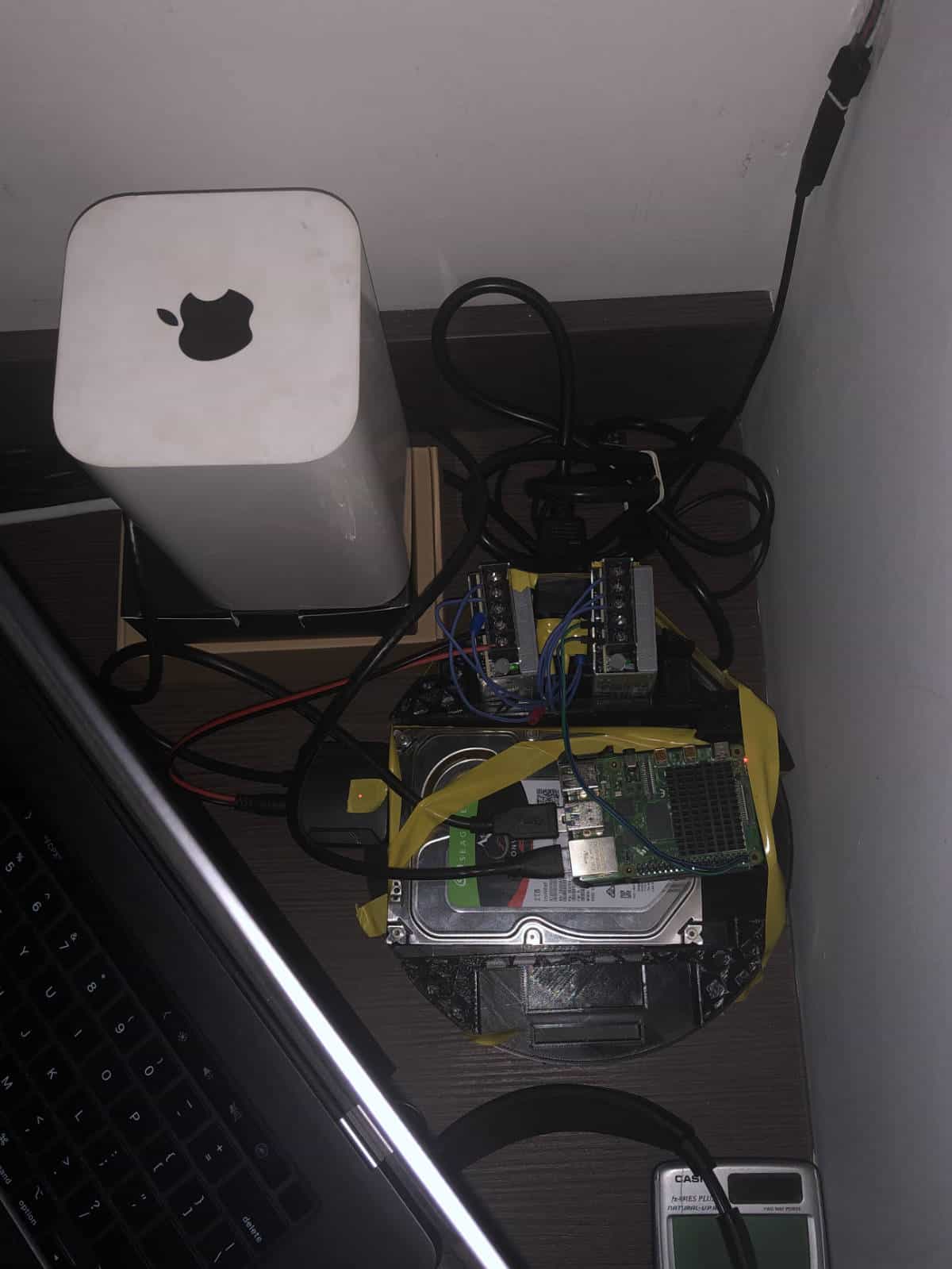 Failed prototype being used as a test bench