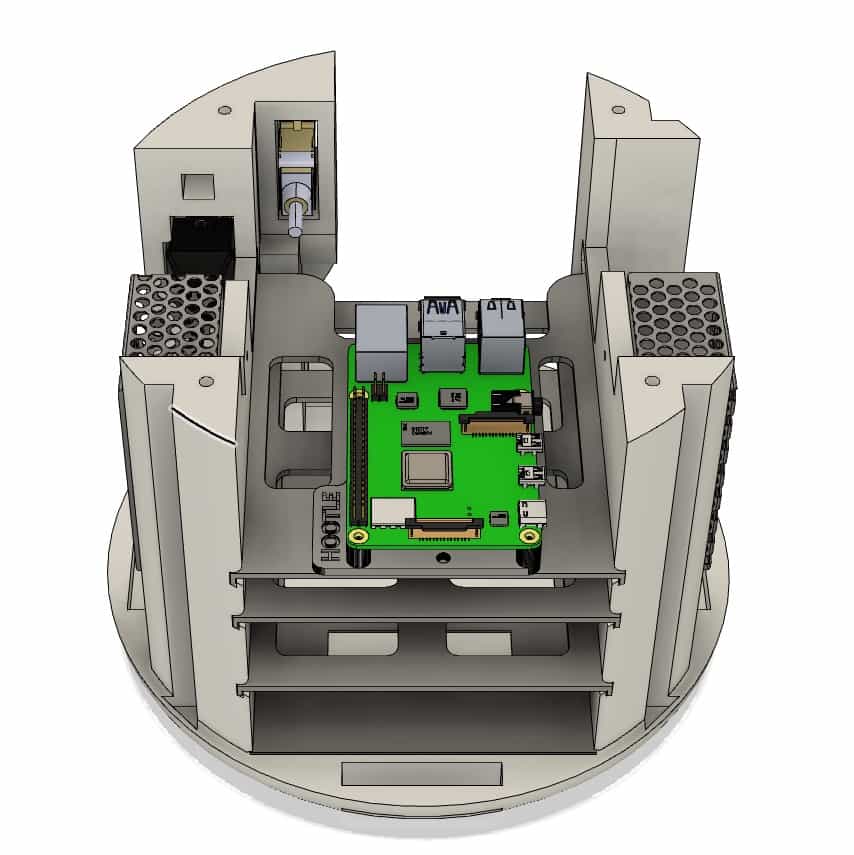 Top View without fan mounted, exposing the inside of the chassis