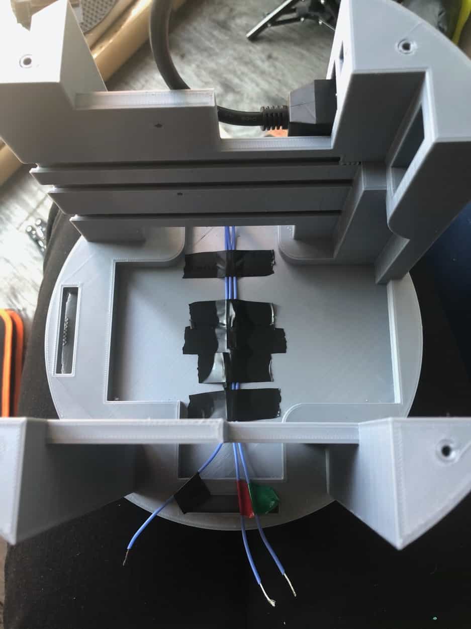 Laying wires in recessed wire area.
